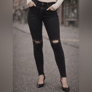 Good American Distressed Black Skinny Jeans
